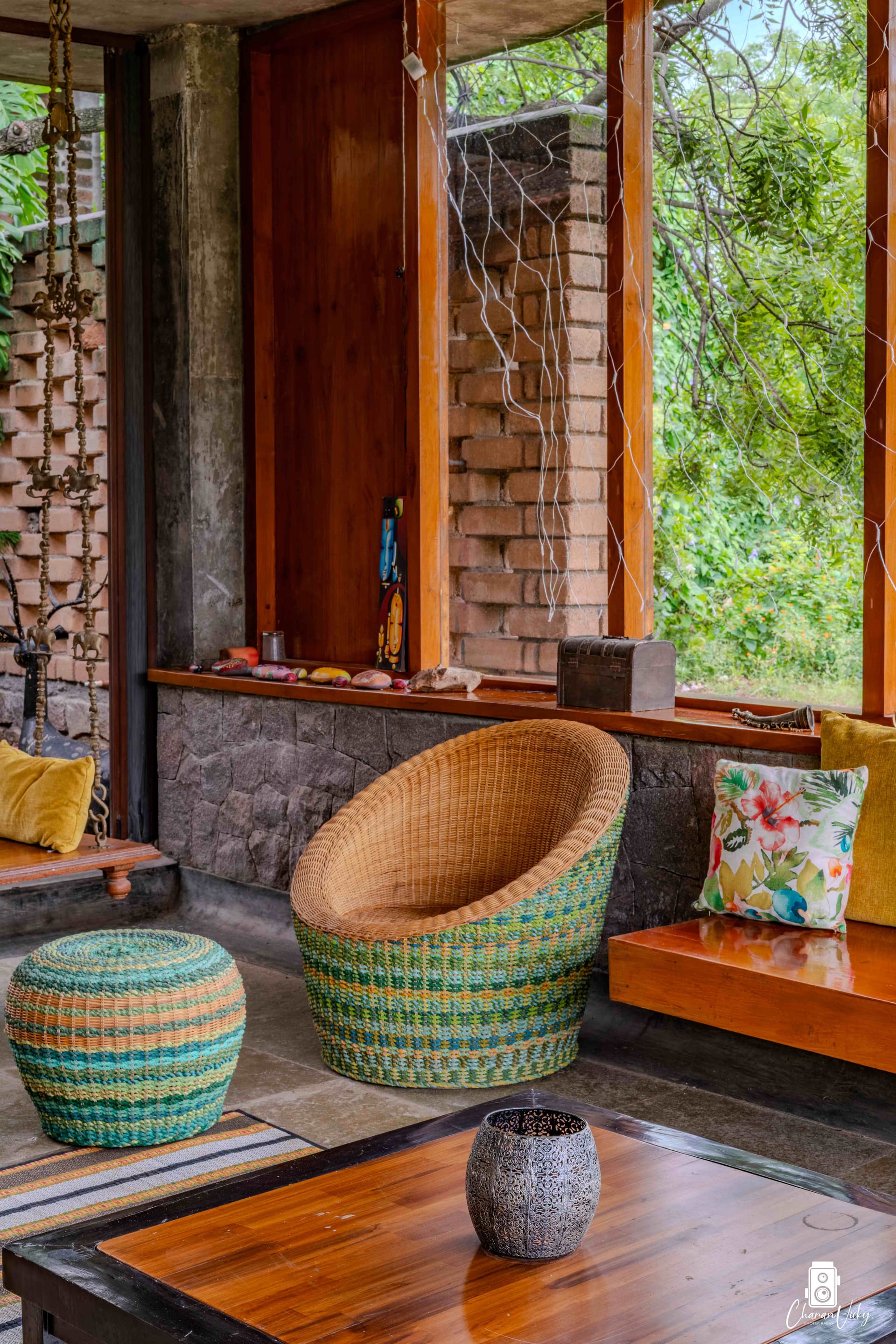 Rattan chair and warm afternoon light
